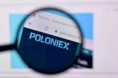 Ny, Usa - 29 Şubat 2020: Pc, url - poloniex.com 'da poloniex web sitesinin ana sayfası.