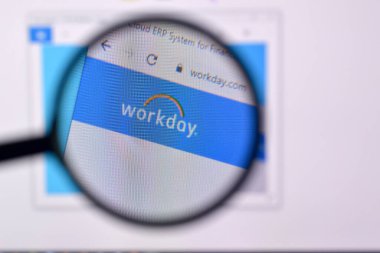 Ny, Usa - 29 Şubat 2020: Pc, url - workday.com 'da iş gününün web sayfası.