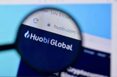 Ny, Usa - 29 Şubat 2020: Pc, url - huobi.com 'da huobi web sitesinin ana sayfası.