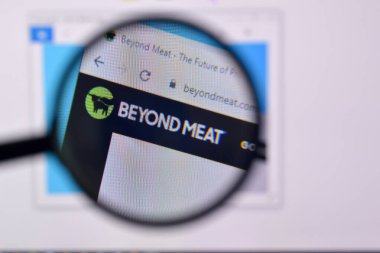 Ny, Usa - 29 Şubat 2020: Pc, url - Beyondmeat.com 'da Etin Ötesi web sitesinin ana sayfası.