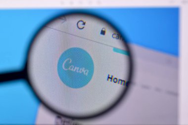 Ny, Usa - 29 Şubat 2020: Canva web sitesinin Pc, url - canva.com 'daki anasayfası.
