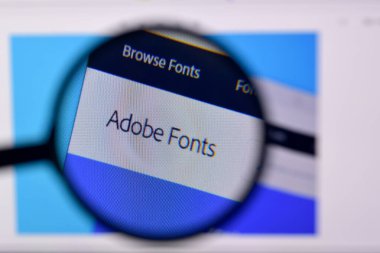 Ny, Usa - 29 Şubat 2020: Pc 'nin resmi web sitesinde adobe fonts ürün web sayfası