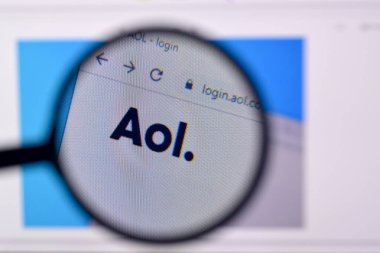 Ny, Usa - 29 Şubat 2020: Pc, url - aol.com 'da Aol web sitesinin ana sayfası.
