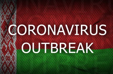 Belarus bayrağı ve Coronavirus salgını yazıtları. Covid-19 veya 2019-ncov virüs kavramı