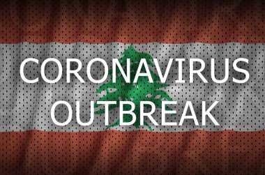 Lübnan bayrağı ve Coronavirus salgını yazıtları. Covid-19 veya 2019-ncov virüs kavramı