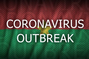 Burkina Faso bayrağı ve Coronavirus salgını yazıtları. Covid-19 veya 2019-ncov virüs kavramı