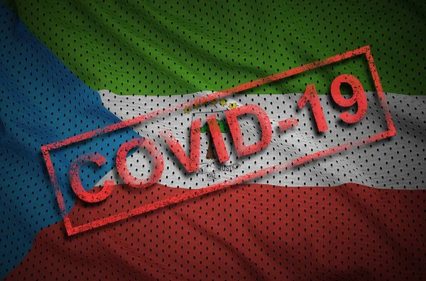 Egyenlítői Guineai Zászló Piros Covid Pecsét Coronavirus 2019 Ncov Kitörés — Stock Fotó