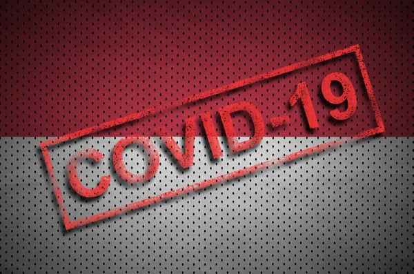 インドネシアの国旗と赤のコヴィト 19切手 コロナウイルス2019 Ncv感染症の概念 — ストック写真