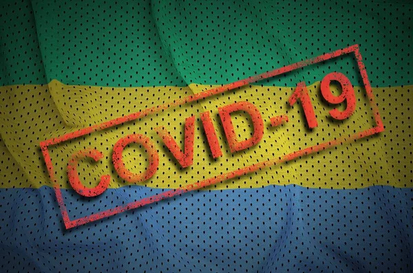 Bandiera Gabon Timbro Rosso Covid Concetto Focolaio Coronavirus 2019 Ncov — Foto Stock