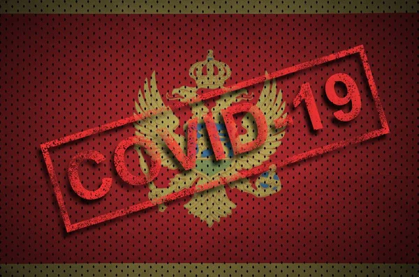 Montenegro Flagga Och Röd Covid Stämpel Coronavirus 2019 Ncov Utbrott — Stockfoto