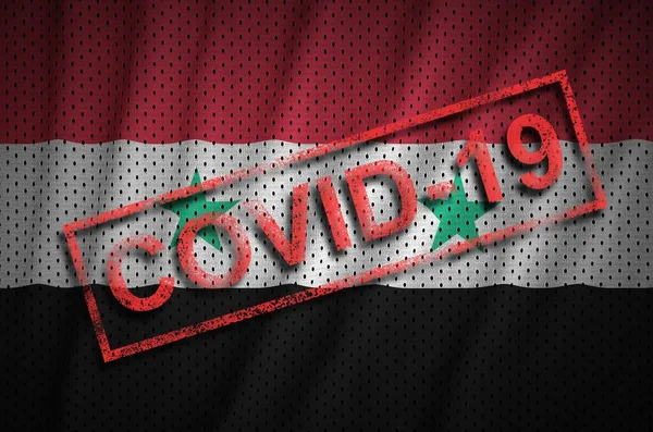Флаг Сирии Красная Марка Ковид Концепция Вспышки Коронавируса 2019 Ncov — стоковое фото