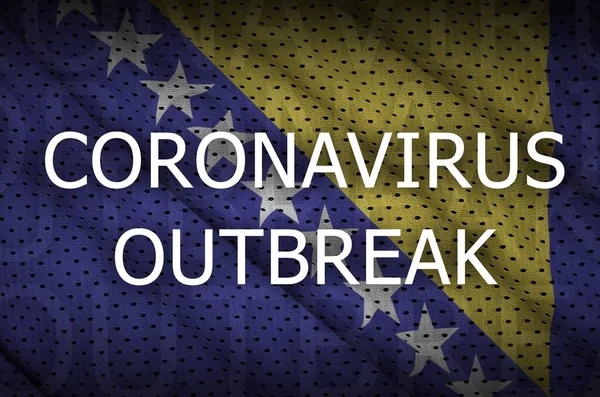 Bandiera Della Bosnia Erzegovina Iscrizione Dell Epidemia Coronavirus Concetto Virus — Foto Stock