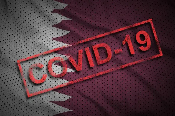 Bandera Qatar Sello Rojo Covid Concepto Brote Coronavirus 2019 Ncov — Foto de Stock