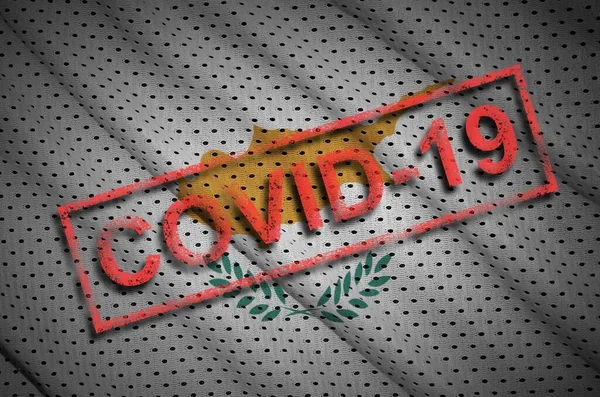 Cipro Bandiera Rosso Covid Timbro Concetto Focolaio Coronavirus 2019 Ncov — Foto Stock