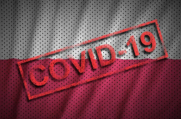 Poland Flag Red Covid Stamp Coronavirus 2019 Ncov Outbreak Concept — Stock Photo, Image