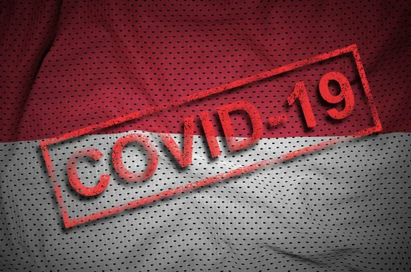 Monaco Zászló Piros Covid Pecsét Coronavirus 2019 Ncov Kitörés Koncepciója — Stock Fotó
