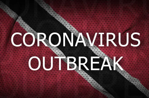 Bandera Trinidad Tobago Inscripción Del Brote Coronavirus Concepto Virus Covid —  Fotos de Stock