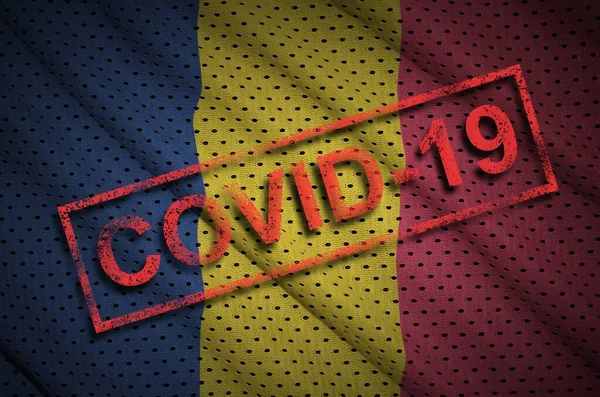 Bandiera Ciadiana Timbro Rosso Covid Concetto Focolaio Coronavirus 2019 Ncov — Foto Stock