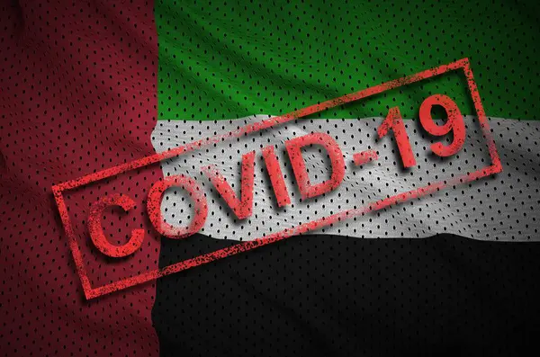 Flagge Der Vereinigten Arabischen Emirate Und Rote Covid Marke Coronavirus — Stockfoto