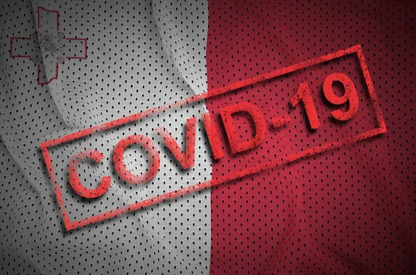 Malta Flagga Och Röd Covid Stämpel Coronavirus 2019 Ncov Utbrott — Stockfoto