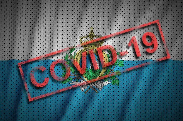 San Marino Zászló Piros Covid Pecsét Coronavirus 2019 Ncov Kitörés — Stock Fotó