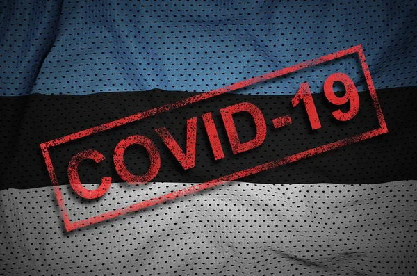 Estonská Vlajka Červená Covid Coronavirus 2019 Ncov Koncept Ohniska — Stock fotografie