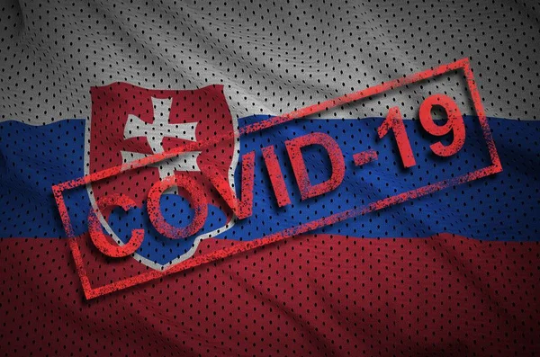 Drapeau Slovaquie Timbre Rouge Covid Concept Épidémie Coronavirus 2019 Ncov — Photo