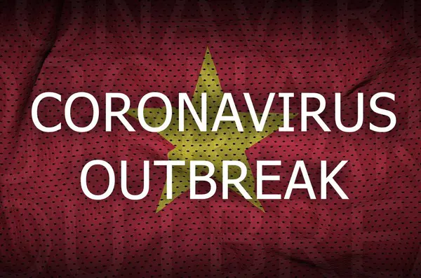 Bandera Vietnam Inscripción Del Brote Coronavirus Concepto Virus Covid 2019 —  Fotos de Stock