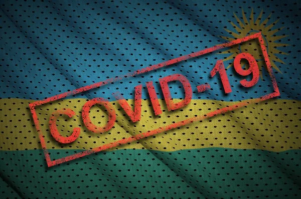 Ruanda Zászló Piros Covid Pecsét Coronavirus 2019 Ncov Kitörés Koncepciója — Stock Fotó