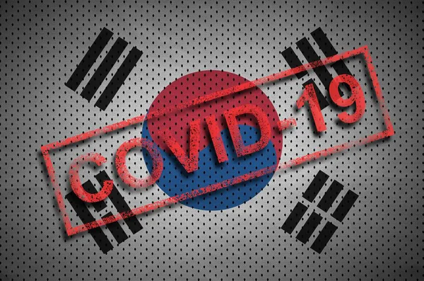 Zuid Korea Vlag Rode Covid Stempel Coronavirus 2019 Ncov Uitbraak — Stockfoto