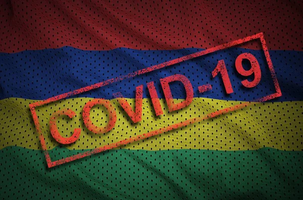 Mauritius Flagga Och Röd Covid Stämpel Coronavirus 2019 Ncov Utbrott — Stockfoto