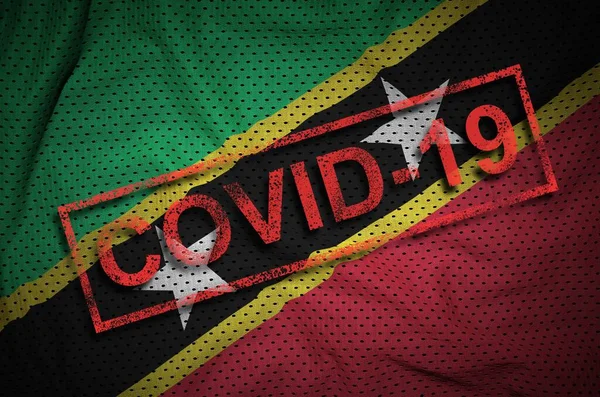 Drapeau Saint Kitts Nevis Timbre Rouge Covid Concept Épidémie Coronavirus — Photo