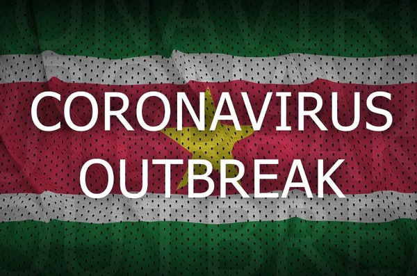 Bandiera Del Suriname Iscrizione Dell Epidemia Coronavirus Concetto Virus Covid — Foto Stock