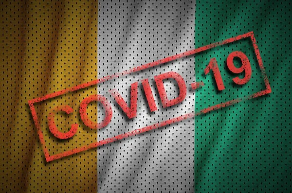 Drapeau Côte Ivoire Timbre Rouge Covid Concept Épidémie Coronavirus 2019 — Photo