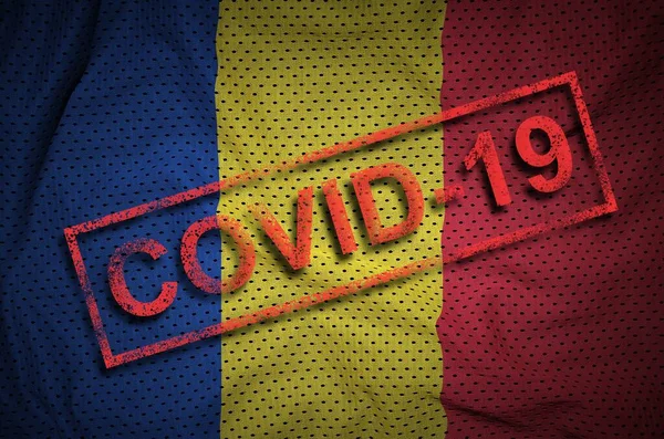 Флаг Румынии Красная Марка Ковид Концепция Вспышки Коронавируса 2019 Ncov — стоковое фото