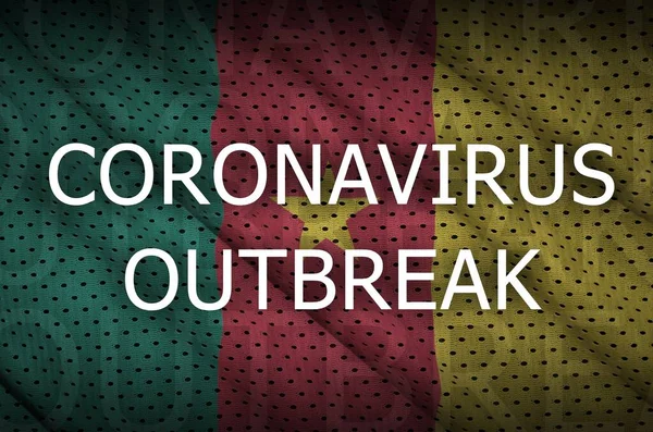 Bandiera Del Camerun Iscrizione Dell Epidemia Coronavirus Concetto Virus Covid — Foto Stock