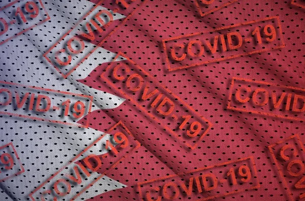 Bandera Bahréin Muchos Sellos Covid Rojos Concepto Coronavirus Pandemia 2019 — Foto de Stock