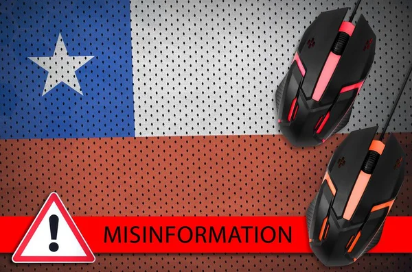 Chile flag and two computer mouses. Misinformation during Coronavirus or pandemic 2019-nCov virus concept