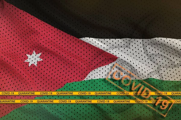 Jordan Flag Orange Covid Stamp Border Tape Coronavirus Pandemic 2019 — Stock Photo, Image