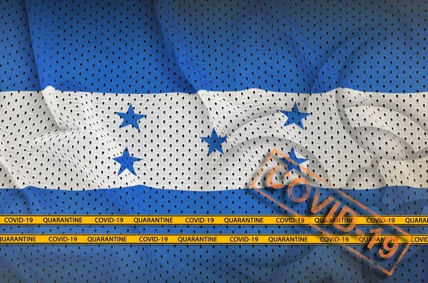 Bandeira Honduras Carimbo Covid Laranja Com Fita Adesiva Conceito Vírus — Fotografia de Stock