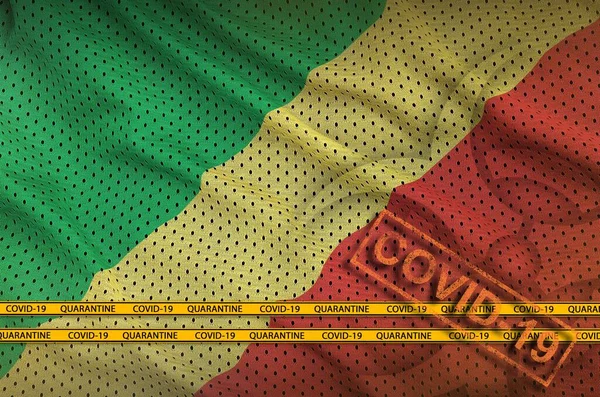 Bandiera Congo Timbro Arancione Covid Con Nastro Confine Concetto Virus — Foto Stock