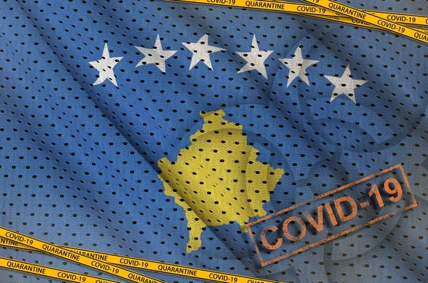 Kosovos Flagga Och Covid Symbolen För Biologisk Fara Med Orange — Stockfoto