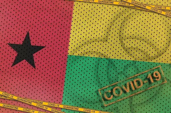 Drapeau Guinée Bissau Symbole Danger Biologique Covid Avec Ruban Timbre — Photo