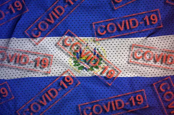 엘살바도르 국기와 Covid 코로나 바이러스 2019 Ncov 바이러스 — 스톡 사진