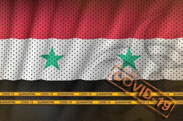 Σημαία Συρίας Και Πορτοκαλί Σφραγίδα Covid Ταινία Συνόρων Ιός Του — Φωτογραφία Αρχείου