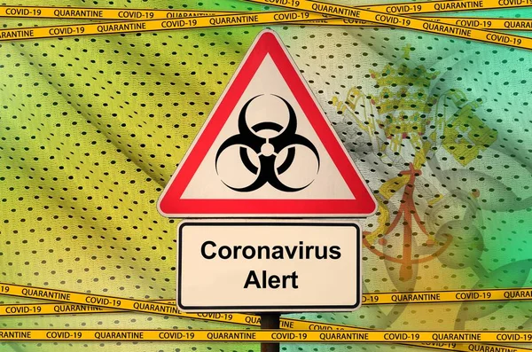 Vatikánská Městská Státní Vlajka Biohazardní Symbol Covid Karanténní Oranžovou Páskou — Stock fotografie