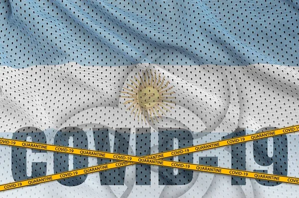 아르헨티나 국기와 오렌지 테이프 코로나 바이러스 2019 Ncov 바이러스 — 스톡 사진
