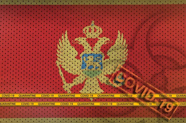 Bandera Montenegro Sello Covid Naranja Con Cinta Adhesiva Concepto Coronavirus —  Fotos de Stock