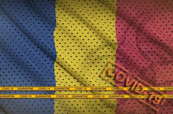 Bandera Chad Sello Naranja Covid Con Cinta Adhesiva Concepto Coronavirus — Foto de Stock