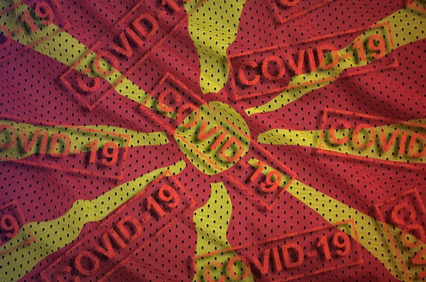Macedonia Bandiera Molti Rosso Covid Francobolli Concetto Virus Coronavirus Pandemia — Foto Stock